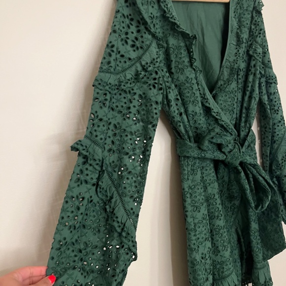 Veronica Beard Ruffle Eyelet Wrap Dress size 10 - Picture 4 of 9